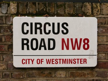 London, UK-22.12.21: Circus Road name sign, City of Westminster, London, UK