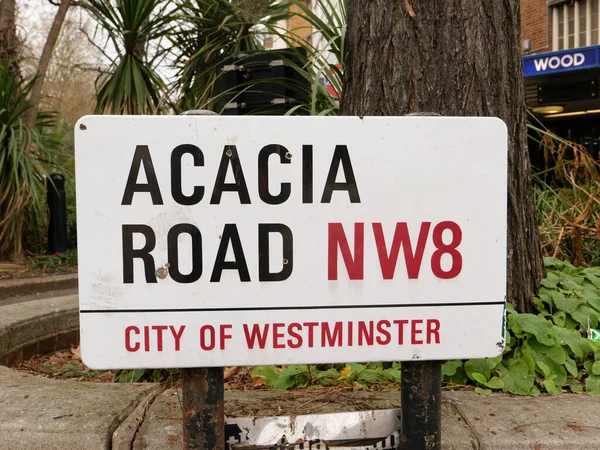 London Acacia Road Name Sign City Westminster London Obraz Stockowy