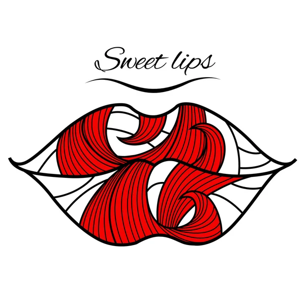 Lippen met een rode petal — Stockvector