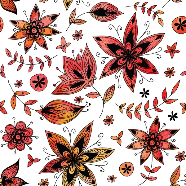 Red floral seamless pattern — Stock Vector