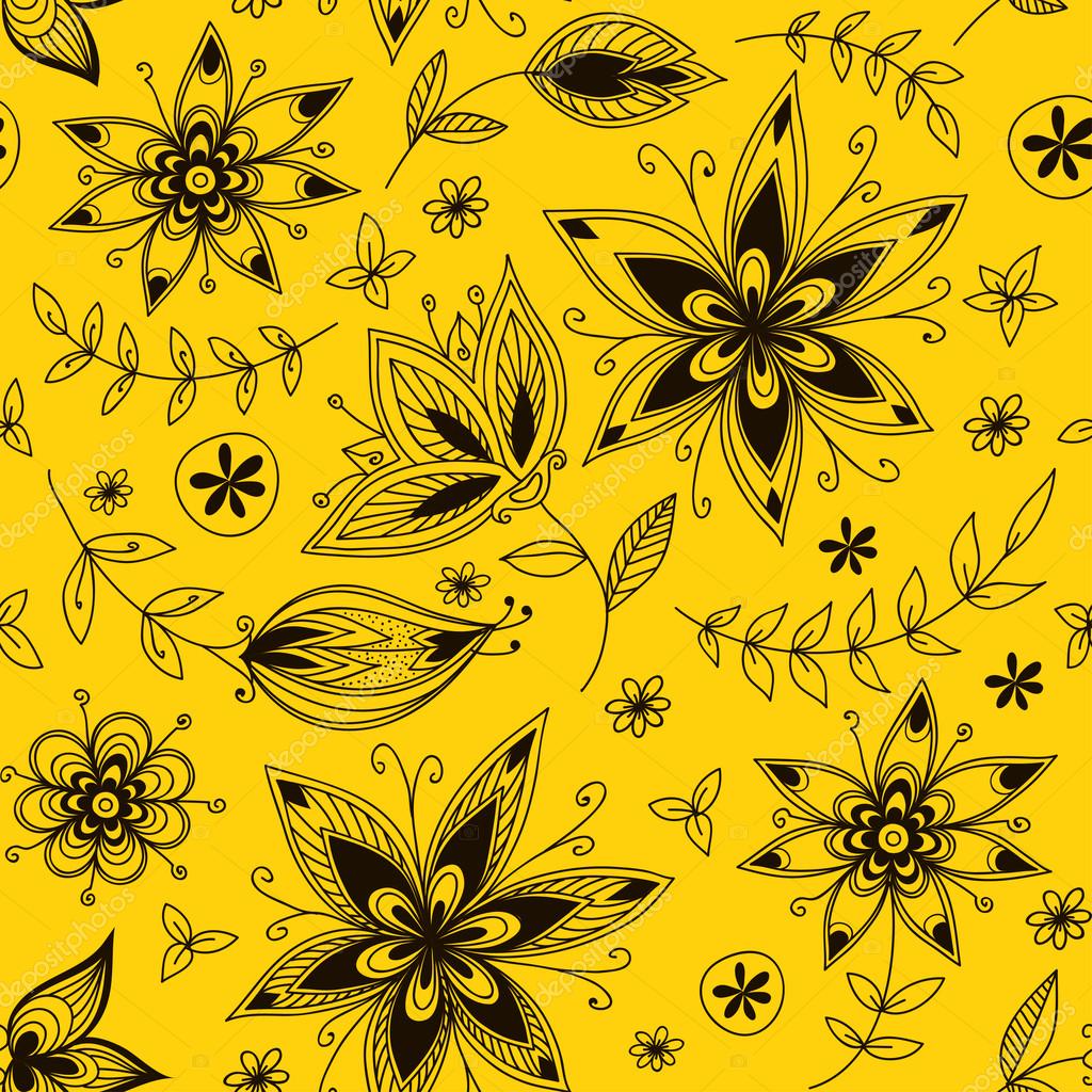 Yellow floral seamless pattern — Stock Vector © natalypaint 24370359