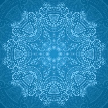 Dekoratif yuvarlak mavi dantel pattern_1