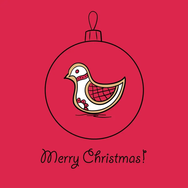 Christmas ball with bird — Stock Vector