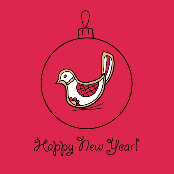 Boule de Noël avec oiseau — Image vectorielle