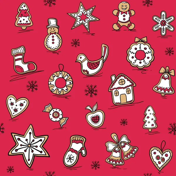 Karácsonyi minta gingerbreads — Stock Vector