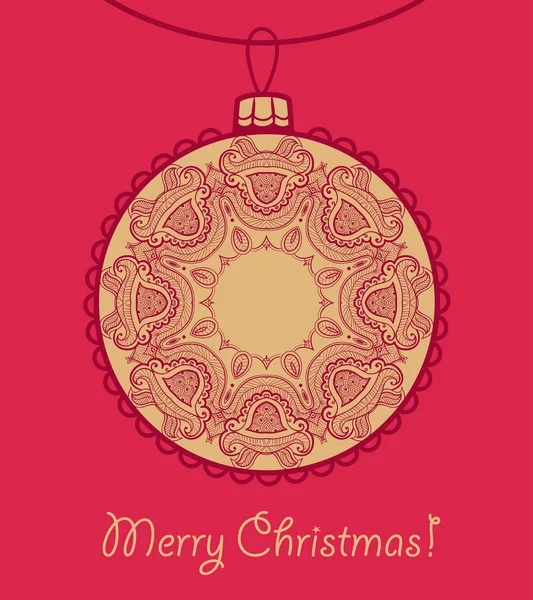 Card with lace Christmas ball — Stock Vector