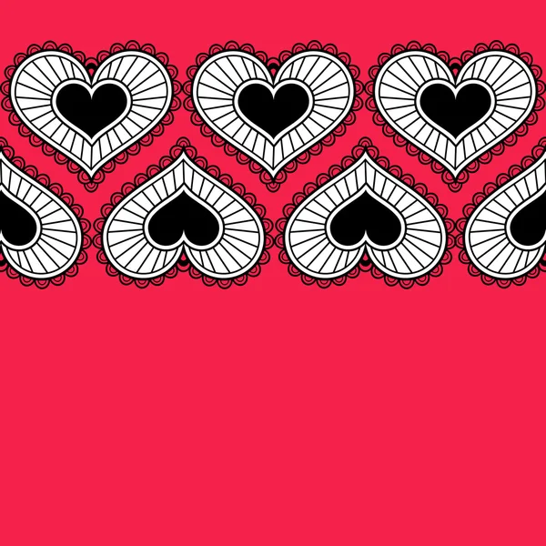Cartão com ornamento de corações de Valentim . — Vetor de Stock