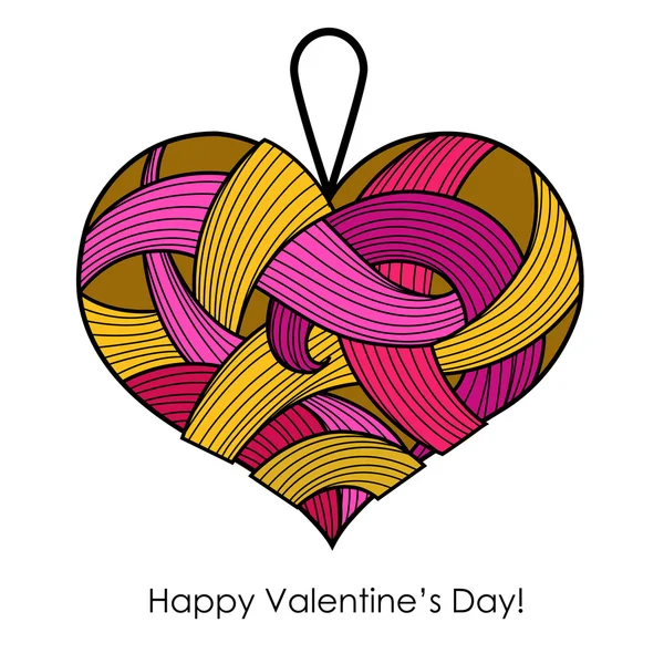 Tarjeta de felicitación con corazón rosa — Vector de stock