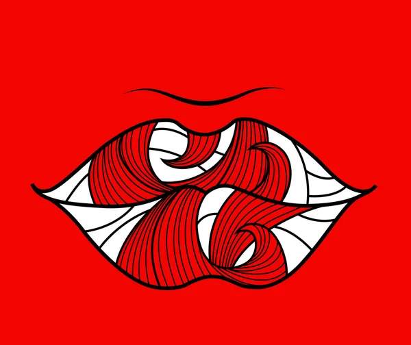 Banner mit Lippen auf rotem Hintergrund — Stockvektor