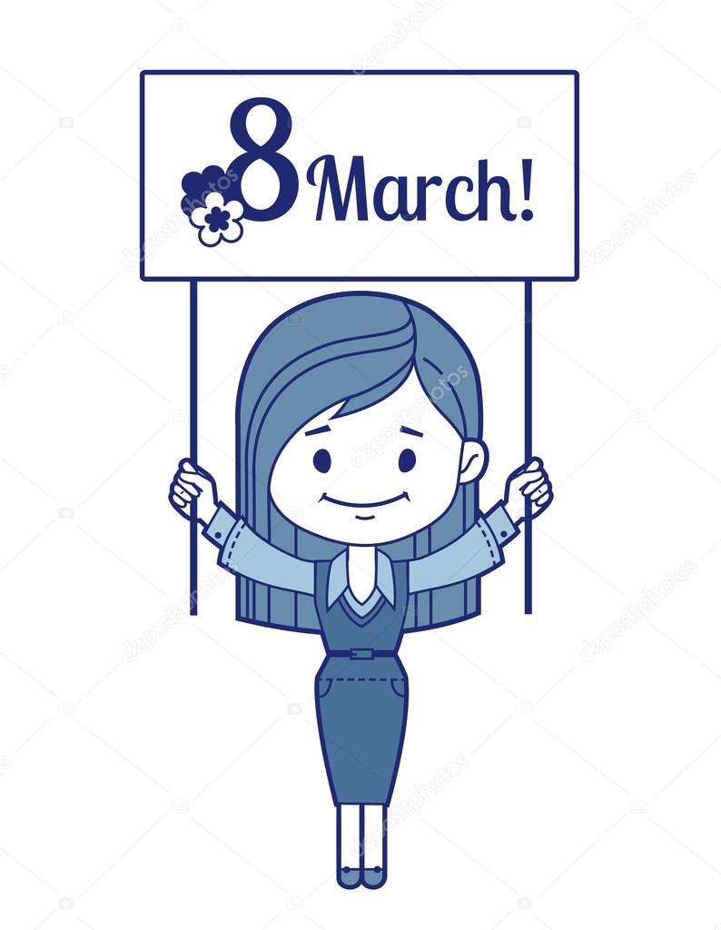 Woman congratulates March 8