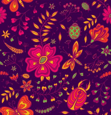 çiçekler ve kelebekler ile sorunsuz doku