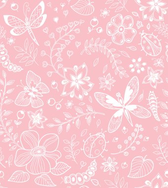 çiçekler ve kelebekler ile sorunsuz doku