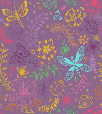 çiçekler ve kelebekler ile sorunsuz doku