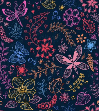 çiçekler ve kelebekler ile sorunsuz doku