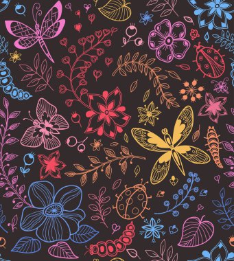çiçekler ve kelebekler ile sorunsuz doku