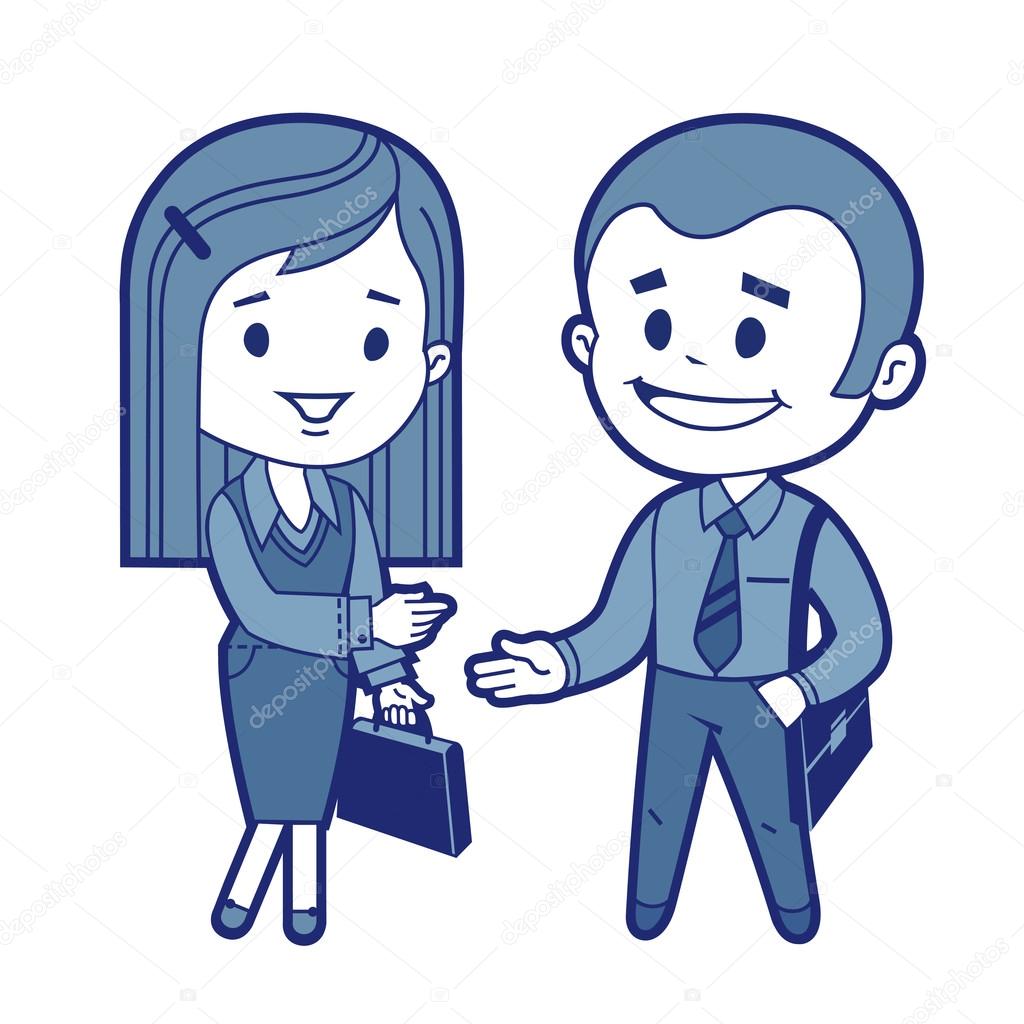 Meeting of businessman and business woman