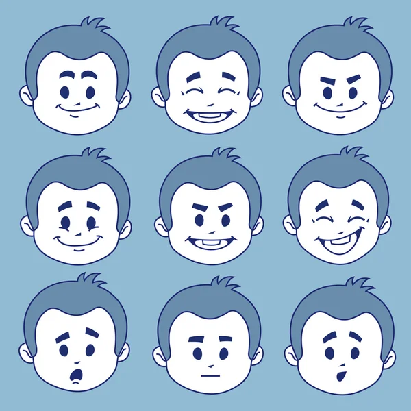 Набор из девяти выражений лица — стоковый вектор