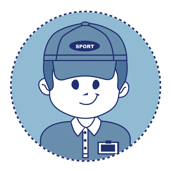 Man in een baseballcap met badge — Stockvector