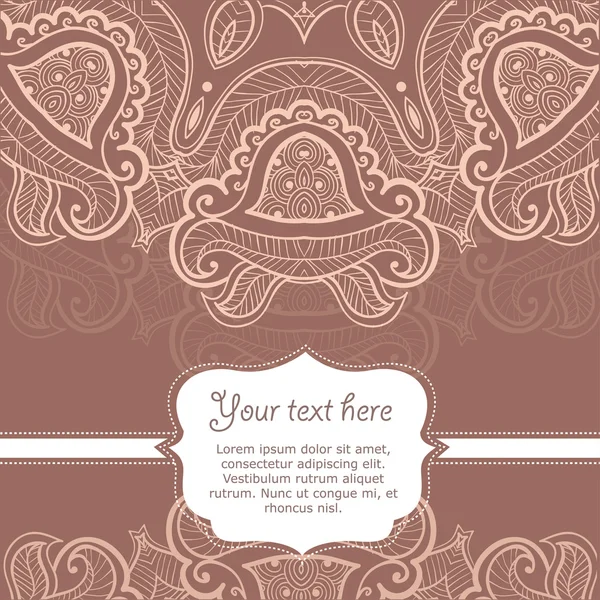 Invitation card with lace ornament — Stock Vector