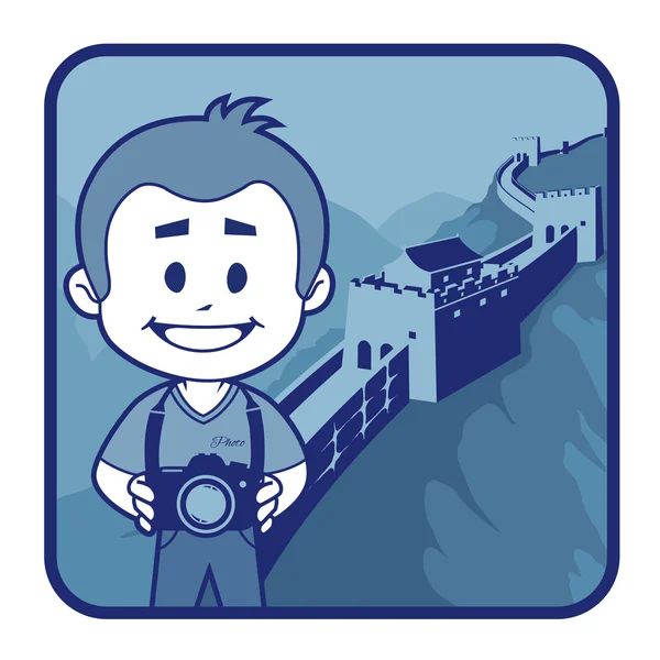 Teaser with photographer travels through China — Stock Vector