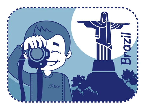 Teaser con fotógrafo viaja a través de Brasil — Vector de stock