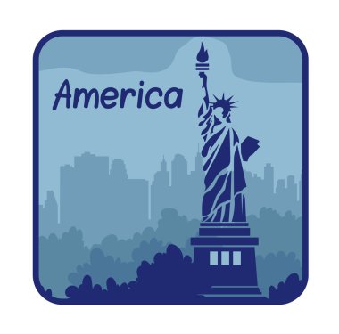 Illustration with statue of Liberty in America clipart