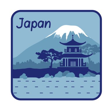 Japonya'da pagoda ve fuji Dağı ile çizim
