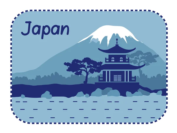 Ilustrație cu pagoda și Muntele Fuji din Japonia — Vector de stoc