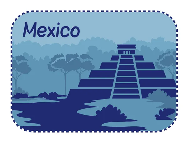 Ilustración con pirámides mayas en México — Vector de stock