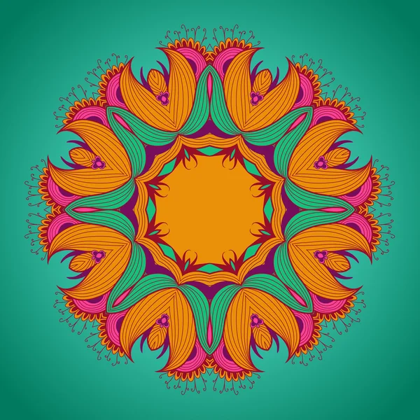 Patrón de encaje redondo ornamental es como mandala — Vector de stock