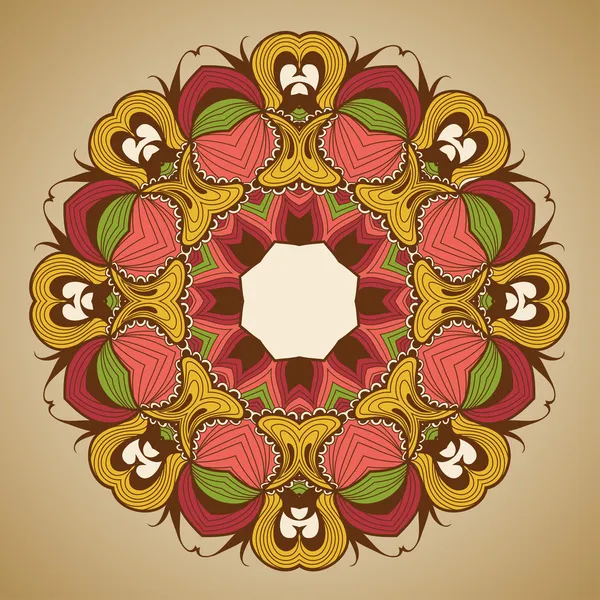 Patrón de encaje redondo ornamental es como mandala — Vector de stock