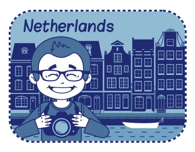 네덜란드 네덜란드 하우스 그림Hollanda'da Hollandalı ev illüstrasyon.
