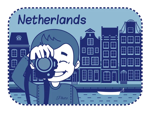 Ilustração com casa holandesa na Holanda . — Vetor de Stock