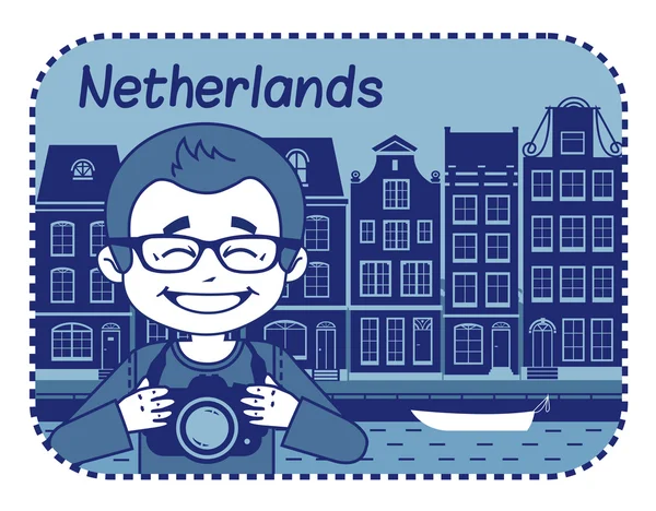 Illustration mit holländischem Haus in Holland. — Stockvektor