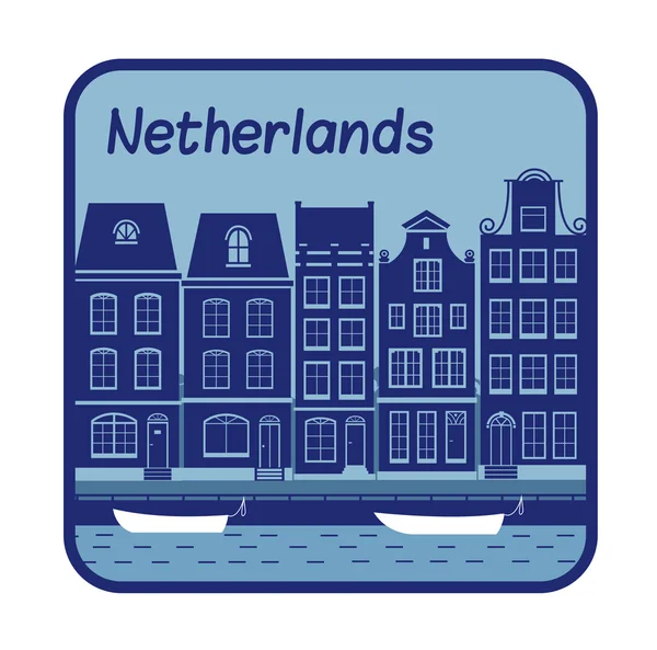 Illustratie met Nederlands huis in Nederland. — Stockvector