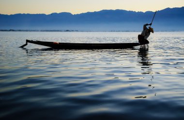 Balıkçılar Inle Gölü at sunrise, shan devlet, myanmar