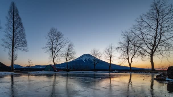 Timelapse Sunrise Mountain Fuji Fumotopara Camping Ground Fujinomiya Japan — ストック動画