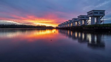 4K Timelapse of Uthokawiphatprasit Watergate at sunrise, Pak Phanang, Nakhon Si Thammarat, Thailand