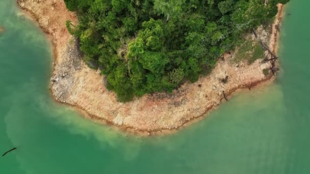 Aerial Drone Top View Mountain Lake Khao Sok National Park — Stock Video