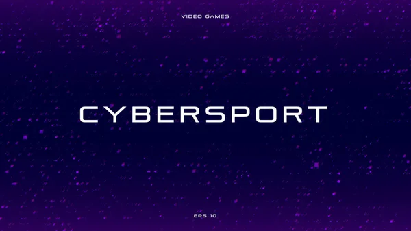 CYBERSPORT fondo púrpura abstracto con partículas cuadradas. Banner púrpura con patrón geométrico. Concepto de deportes. Diseño para juegos y eventos deportivos cibernéticos. Vector — Vector de stock