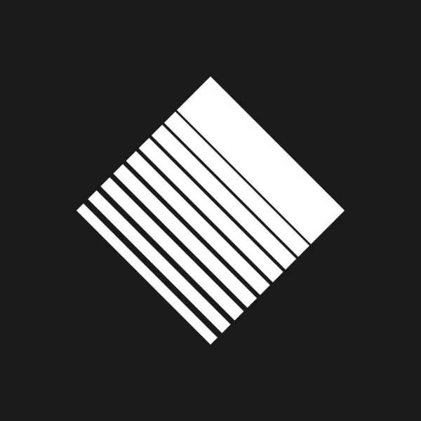 Retrowave, synthwave stripe rhombus 1980s style. Black and white rectangle shape retrowave design element. Flat rhombus for poster, cover, merch in vaporwave style. — Stockvektor