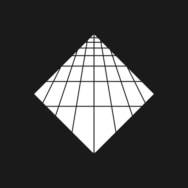 Retrovåg, synthwave romb 80-tals stil med perspektiv rutnät mönster. Svart och vit form retrowave designelement. Rhombus geometri för affisch, merch i vaporwave stil. — Stock vektor