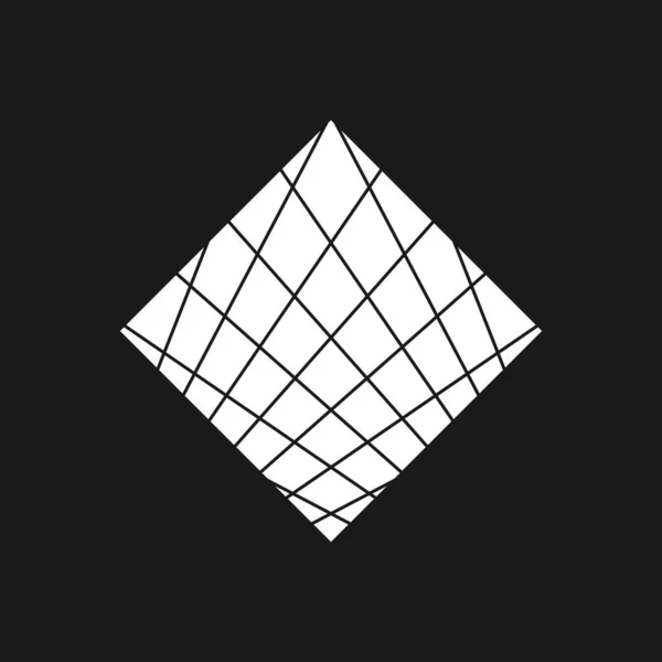 Rétrowave, synthwave style losange années 1980 avec motif grille perspective. Elément design rétroonde noir et blanc. losange avec grille pour affiche, merch dans le style vaporwave. — Image vectorielle