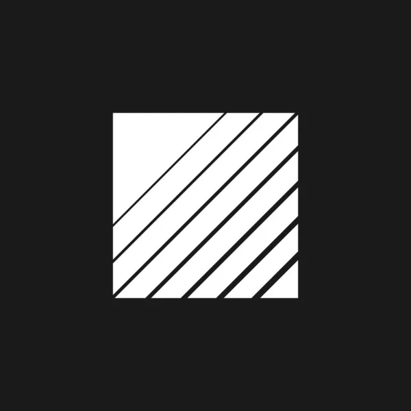 Retrowave, synthwave square dengan garis miring gaya 1980-an. Bergaris persegi bentuk. Elemen desain retrowave hitam dan putih untuk poster, penutup, merch dalam gaya vaporwave. - Stok Vektor