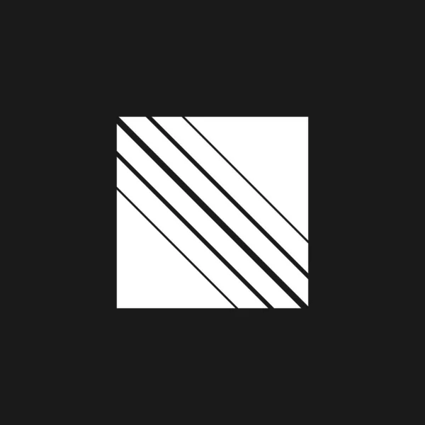 Retrowelle gestreifte quadratische 1980er Jahre Stil. Synthwave schwarz-weiße Rechteckform, retrowave Design-Element. Quadrat mit diagonalen Streifen für Poster, Merch im Dampfwellenstil. — Stockvektor