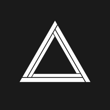 Retrowave üçgeni 1980 'ler tarzı. Poster, kapak, bayrak, buhar dalgası tarzı ürünler için siyah ve beyaz üçgen tasarım elementini geri çek.