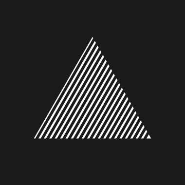 1980 'lerin tarzında köşegen çizgileri olan geri dalga üçgeni. Poster, kapak, bayrak, buhar dalgası tarzı ürünler için siyah ve beyaz üçgen tasarım elementini geri çek.
