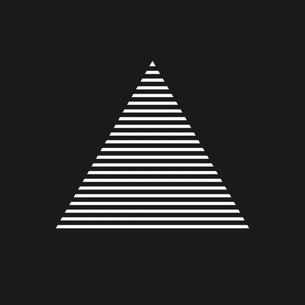 Triangle rétroonde avec lignes horizontales style années 1980. Elément design triangle noir et blanc rétrowave pour affiche, couverture, bannière, merch dans le style vaporwave. — Image vectorielle