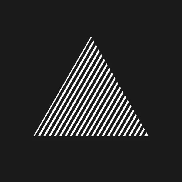 Triangle rétroonde à rayures diagonales style années 1980. Elément design triangle noir et blanc rétrowave pour affiche, couverture, bannière, merch dans le style vaporwave. — Image vectorielle