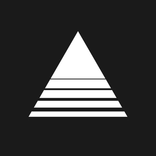 Triangle rayé rétroonde style années 1980. Forme triangle noir et blanc Synthwave, élément de conception de géométrie rétroonde pour affiche, couverture, merch dans le style vaporwave. — Image vectorielle